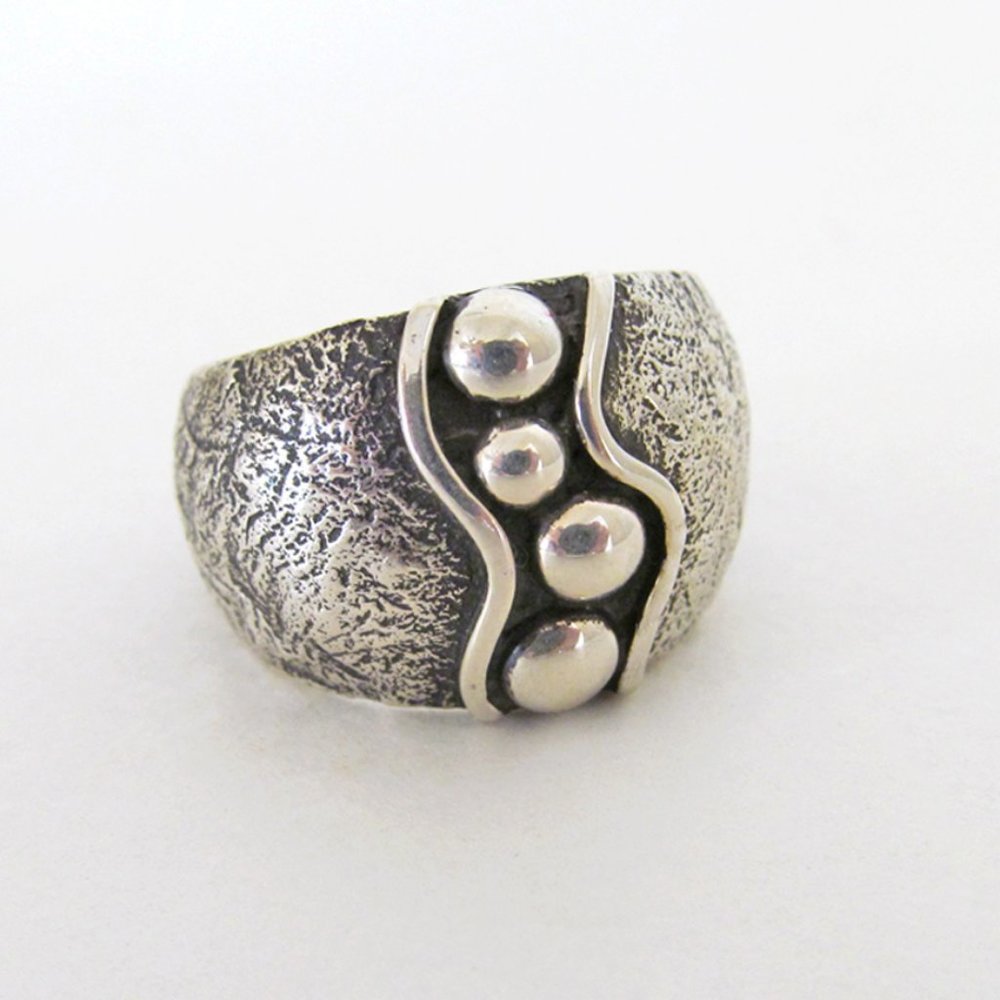 Textured Silver Band Band Ring